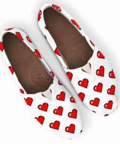 8 Bit Heart Shoes Low Top Sneakers , Casual Shoes, Custom Shoes, Gamer Women&#039s Shoes, Nursing Shoes, Pixel Shoes, Video Game Gamer Gift Idea