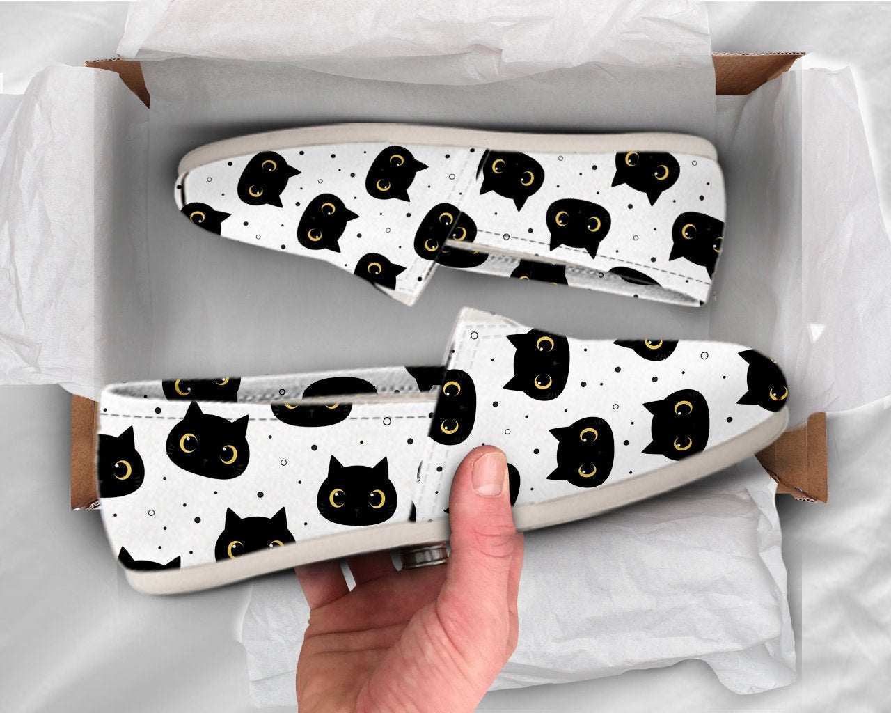 Black Cat Shoes Womens Shoes Cute Shoes Canvas Women Shoes Girls Slip Ons Casual Shoes Cat Lover Gifts Cat Printed Shoes