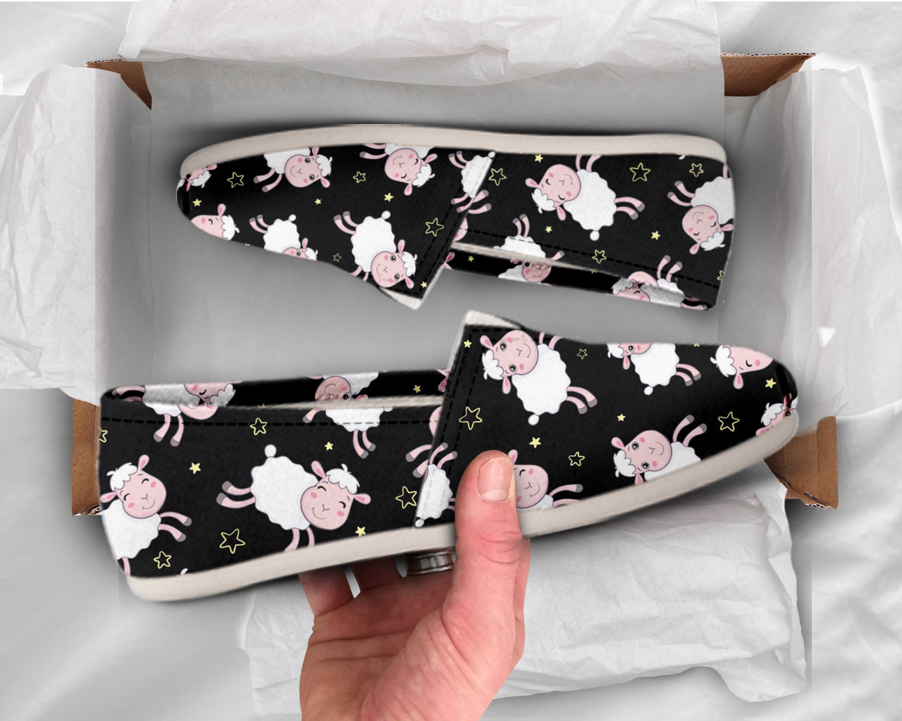 Black Sheep Womens Shoes Cute Shoes Canvas Women Shoes Girls Slip Ons Casual Shoes Sheep Lover Gifts Sheep Printed Shoes