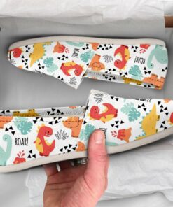 Brave Dinosaur Shoes  Womens Shoes  Cute Shoes  Canvas Women Shoes  Girls Slip Ons  Casual Shoes  Dinosaur Gifts  Dinosaur Print