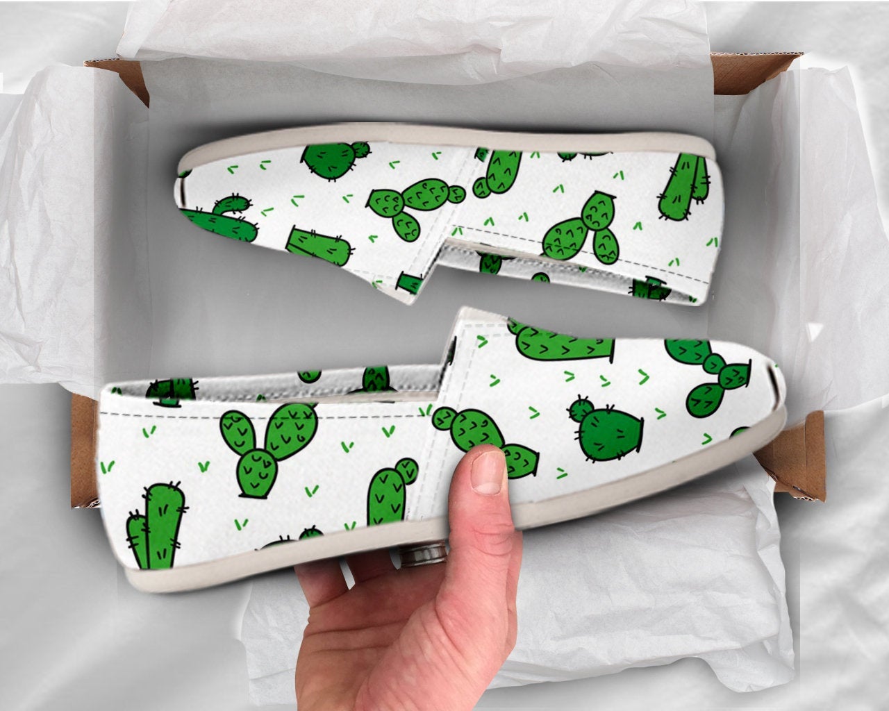 Cactus Womens Shoes Cactus Shoes Cute Shoes Canvas Women Shoes Girls Slip Ons Casual Shoes Cactus Plant Gifts Cactus Print