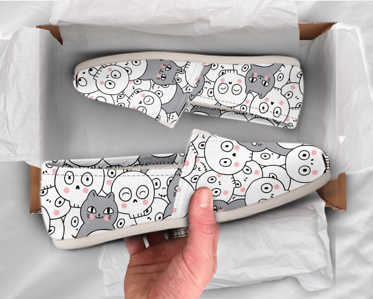 Cat Printed Shoes Cat Shoes Cute Shoes Canvas Womens Shoes Girls Slip Ons Casual Shoes Cat Gifts Cat Lover Gifts