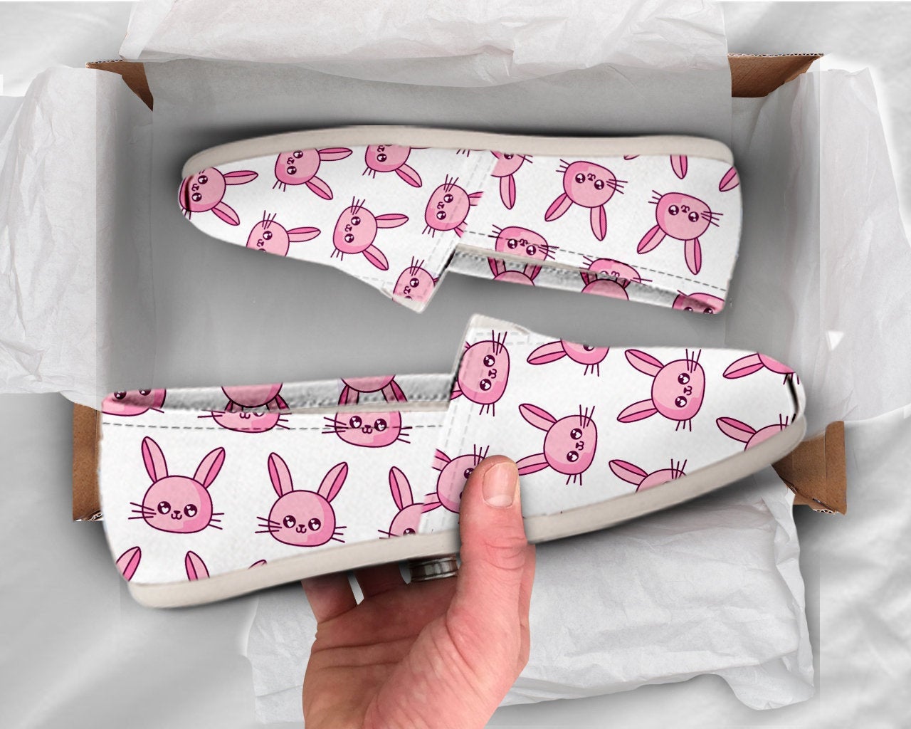Cute Bunny Shoes Rabbit Shoes Cute Shoes Canvas Women Shoes Womens Slip Ons Casual Shoes Rabbit Gifts Rabbit Print Rabbit