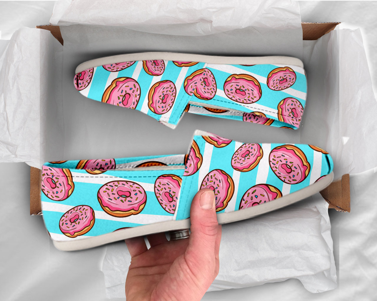 Cute Donut Shoes Womens Shoes Cute Shoes Canvas Women Shoes Womens Slip Ons Casual Shoes Donut Lover Gifts Donut Printed Shoes