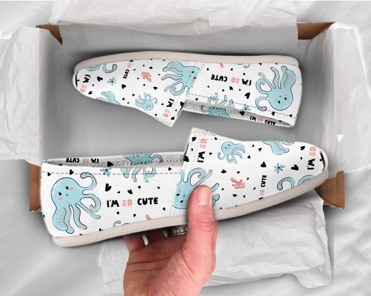 Cute Octopus Shoes Womens Shoes Cute Shoes Canvas Women Shoes Girls Slip Ons Casual Shoes Octopus Lover Gifts Octopus Print
