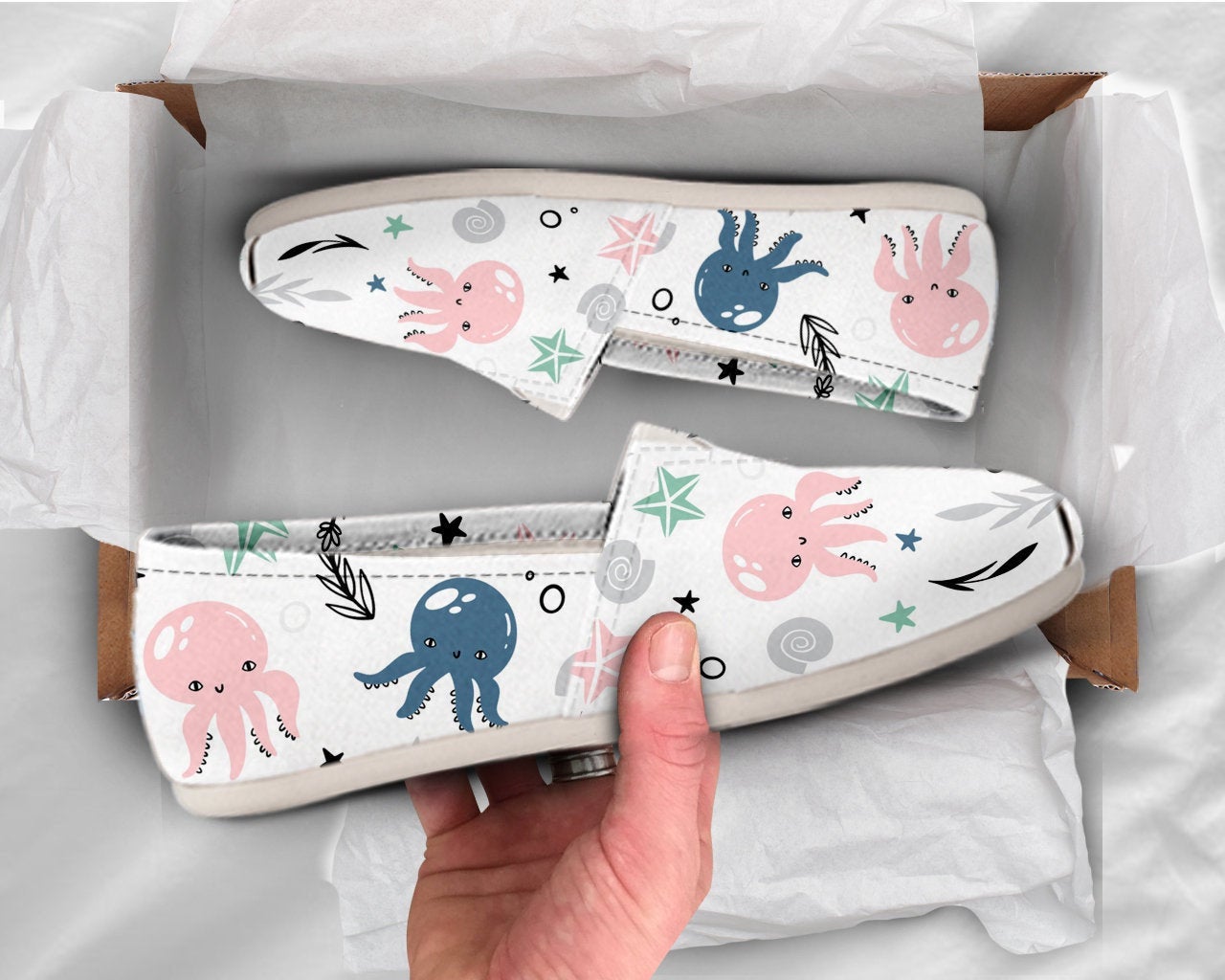 Cute Octopus Shoes Womens Shoes Cute Shoes Canvas Women Shoes Girls Slip Ons Casual Shoes Octopus Lover Gifts Octopus Print