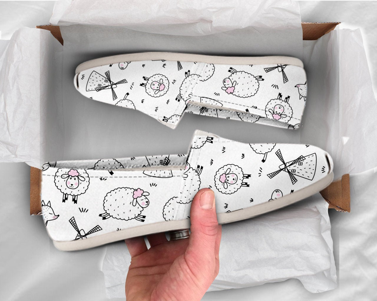 Cute Sheep Shoes Womens Shoes Cute Shoes Canvas Women Shoes Girls Slip Ons Casual Shoes Sheep Lover Gifts Sheep Printed Shoes