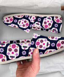 Day Of the Dead Sugar Skull Shoes  Womens Casual Shoes  Canvas Women Shoes  Girls Slip Ons  Casual Shoes  Floral Skull Shoes