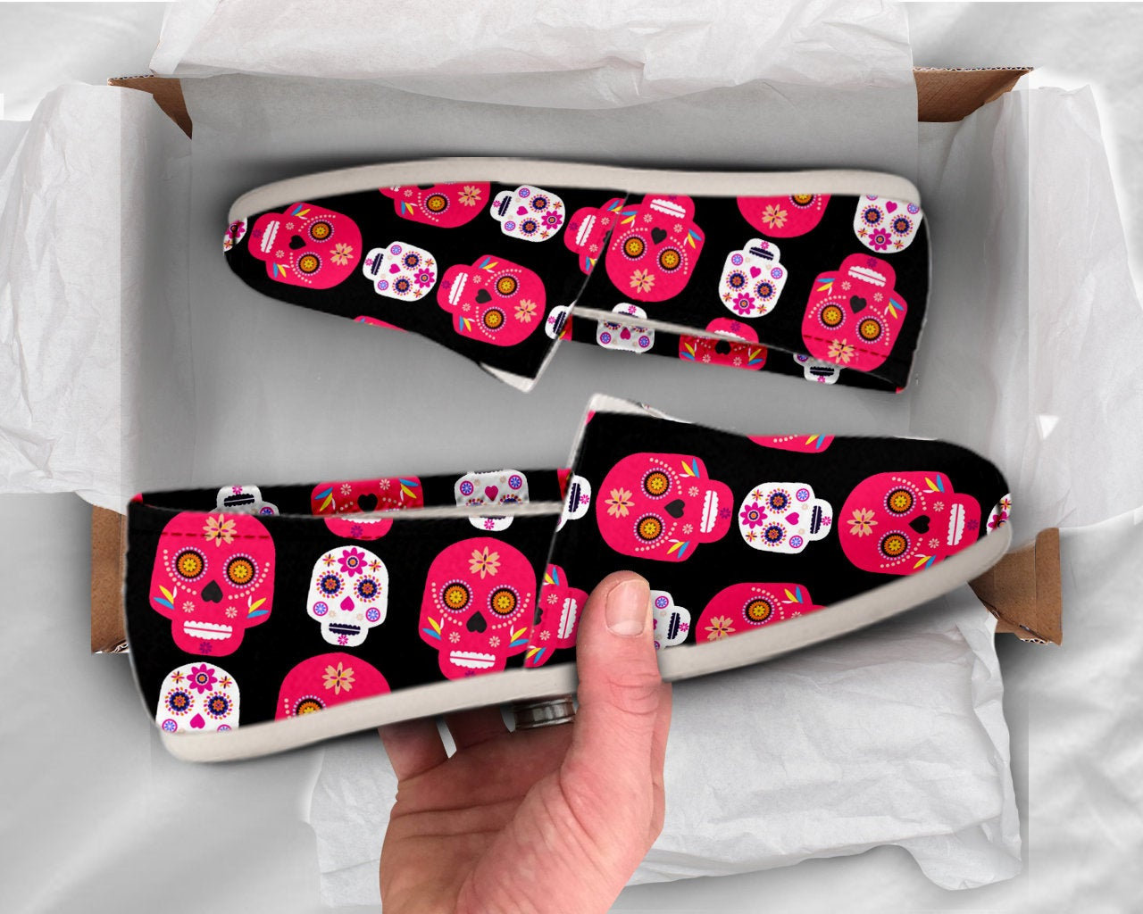 Day Of the Dead Sugar Skull Shoes Womens Casual Shoes Canvas Women Shoes Girls Slip Ons Casual Shoes Red Skull Shoes