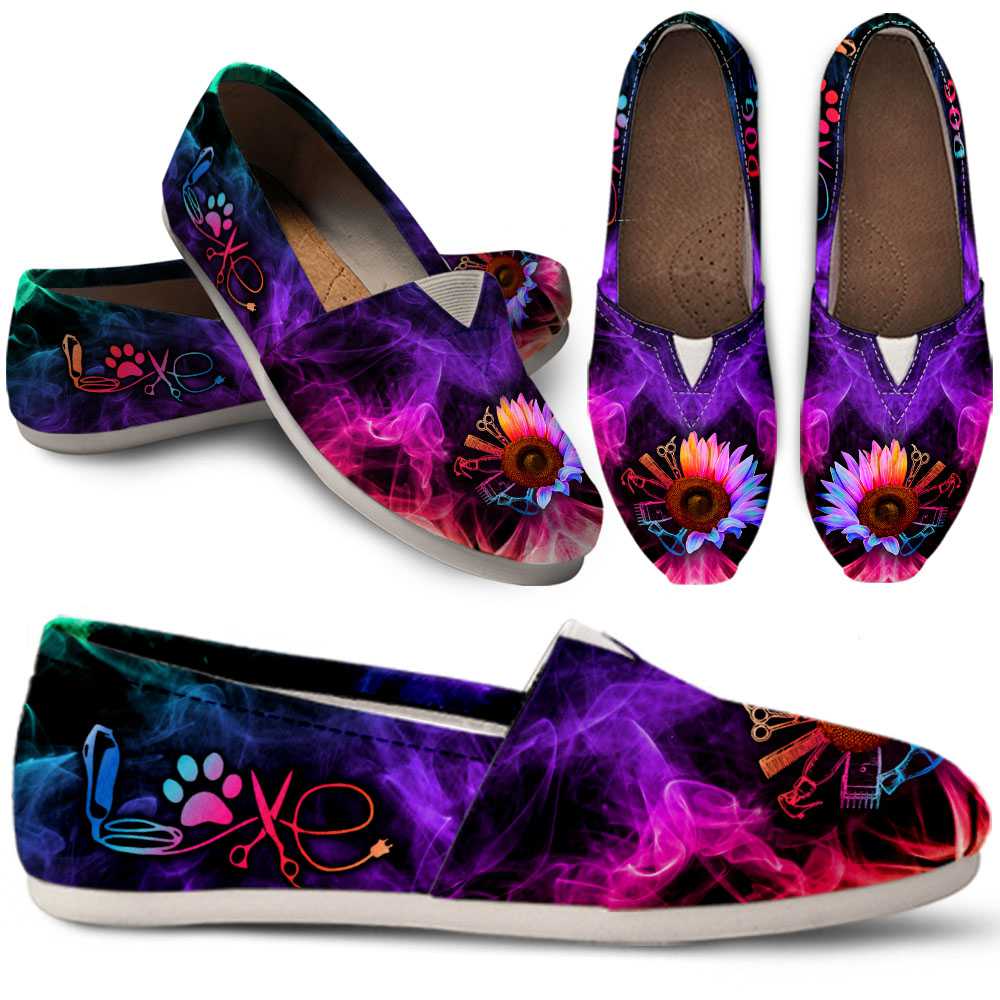 Dog Groomer Sunflower Smoke Women Casual Shoes