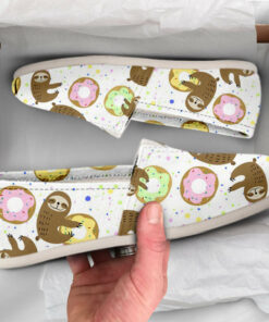 Donuts Sloth Shoes  Donut Shoes  Cute Shoes  Women Canvas Shoes  Womens Slip Ons  Casual Shoes  Sloth Print  Donuts Lover Gift