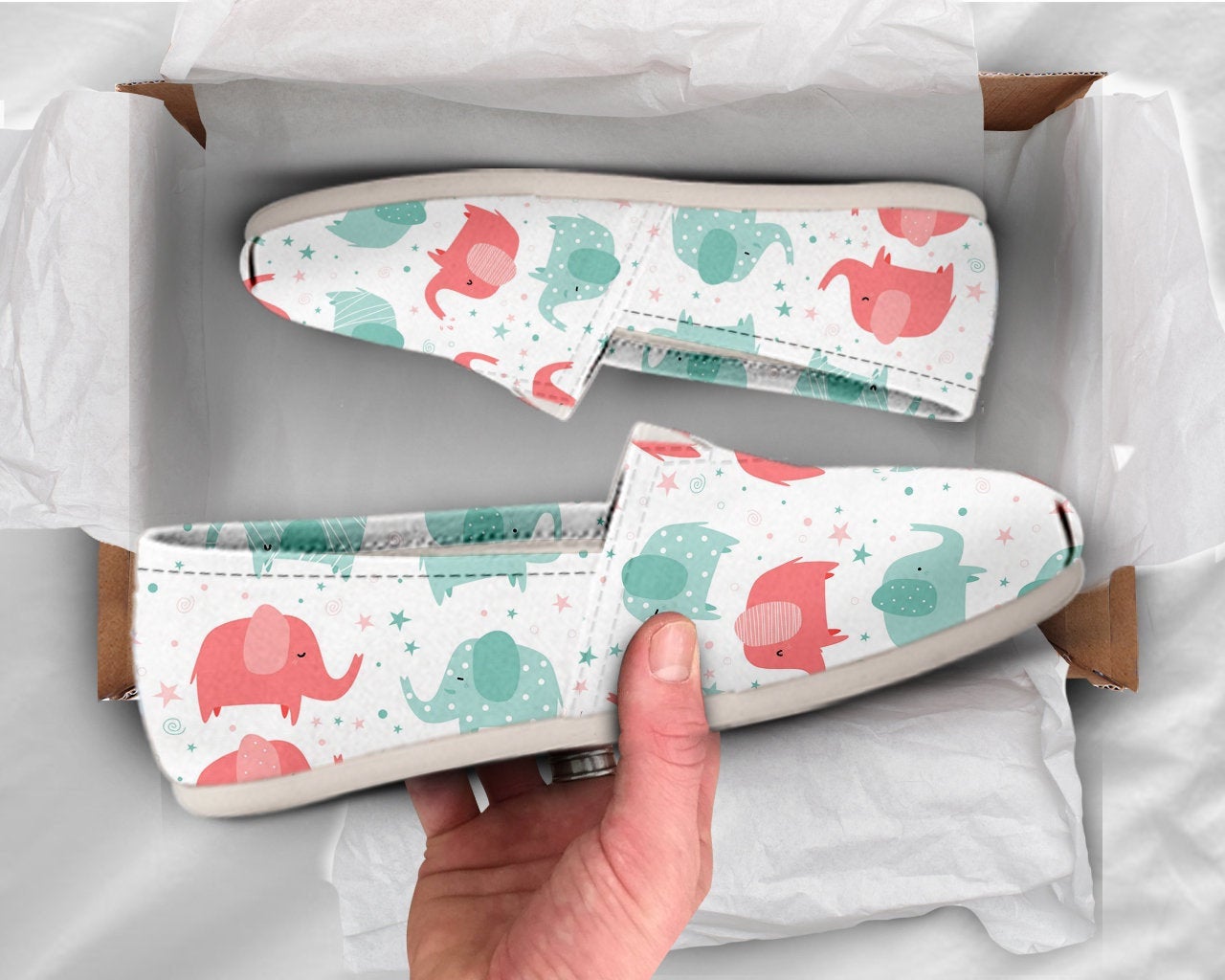 Elephant Shoes Womens Shoes Cute Shoes Canvas Women Shoes Girls Slip Ons Casual Shoes Elephant Lover Gifts Elephant Print