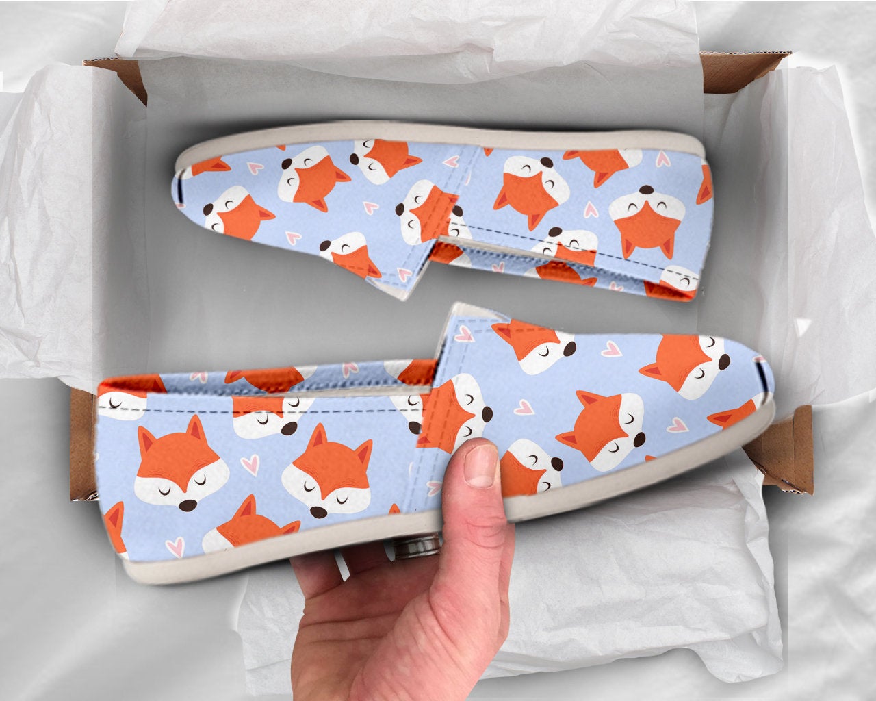 Fox Lover Shoes Fox Womens Shoes Cute Shoes Canvas Women Shoes Girls Slip Ons Casual Shoes Fox Lover Gifts Fox Print Pattern