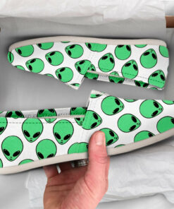 Green Alien Shoes  Womens Shoes  Cute Shoes  Canvas Women Shoes  Girls Slip Ons  Casual Shoes  Alien Gifts  Kawaii Shoes