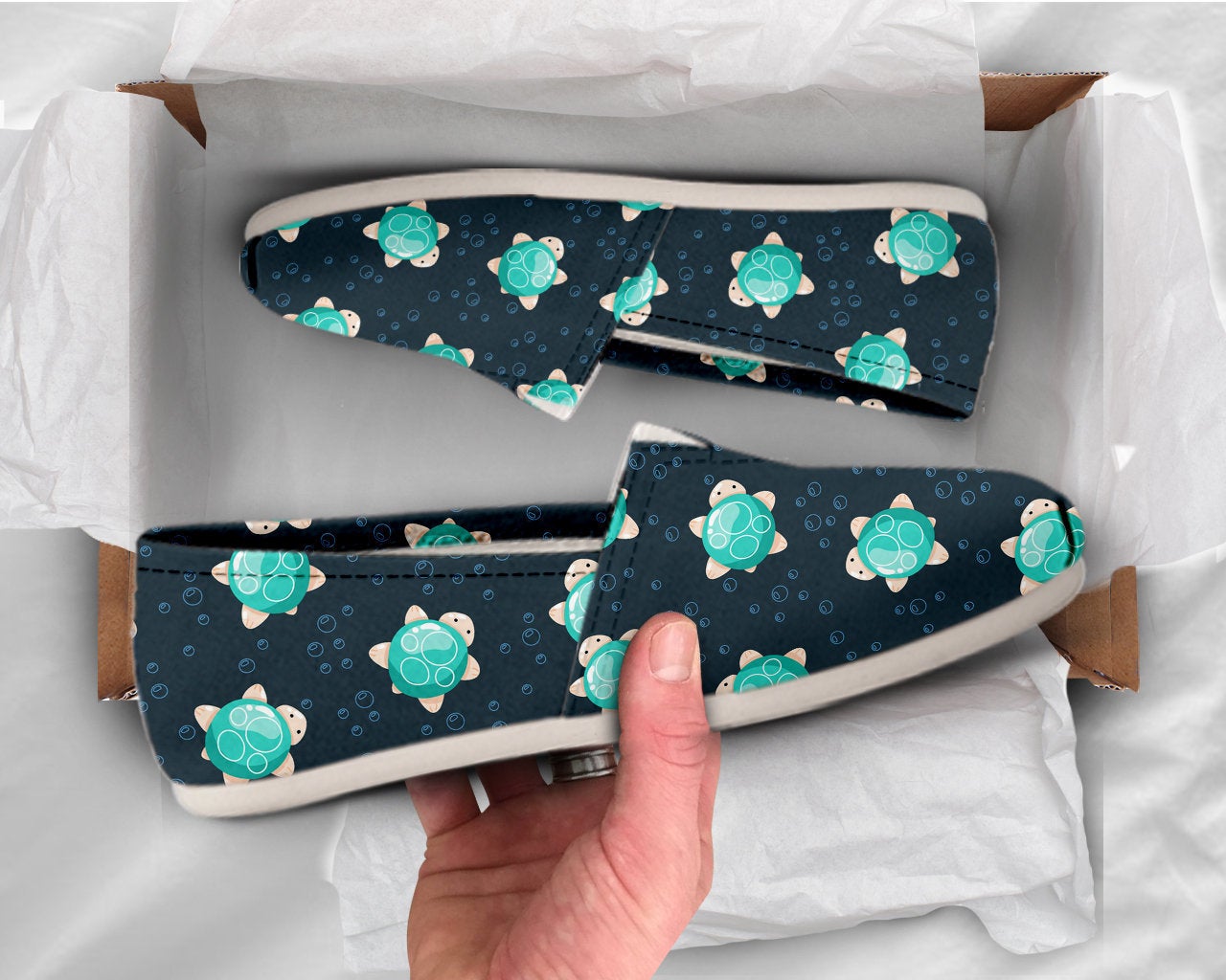 Green Turtle Shoes Womens Shoes Cute Shoes Canvas Women Shoes Girls Slip Ons Casual Shoes Turtle Lover Gifts Turtle Print