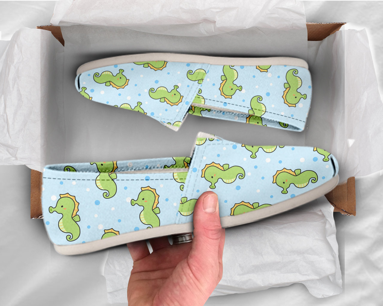 Kawaii Shoes Seahorse Womens Shoes Cute Shoes Canvas Women Shoes Girls Slip Ons Casual Shoes Seahorse Gifts Seahorse Print