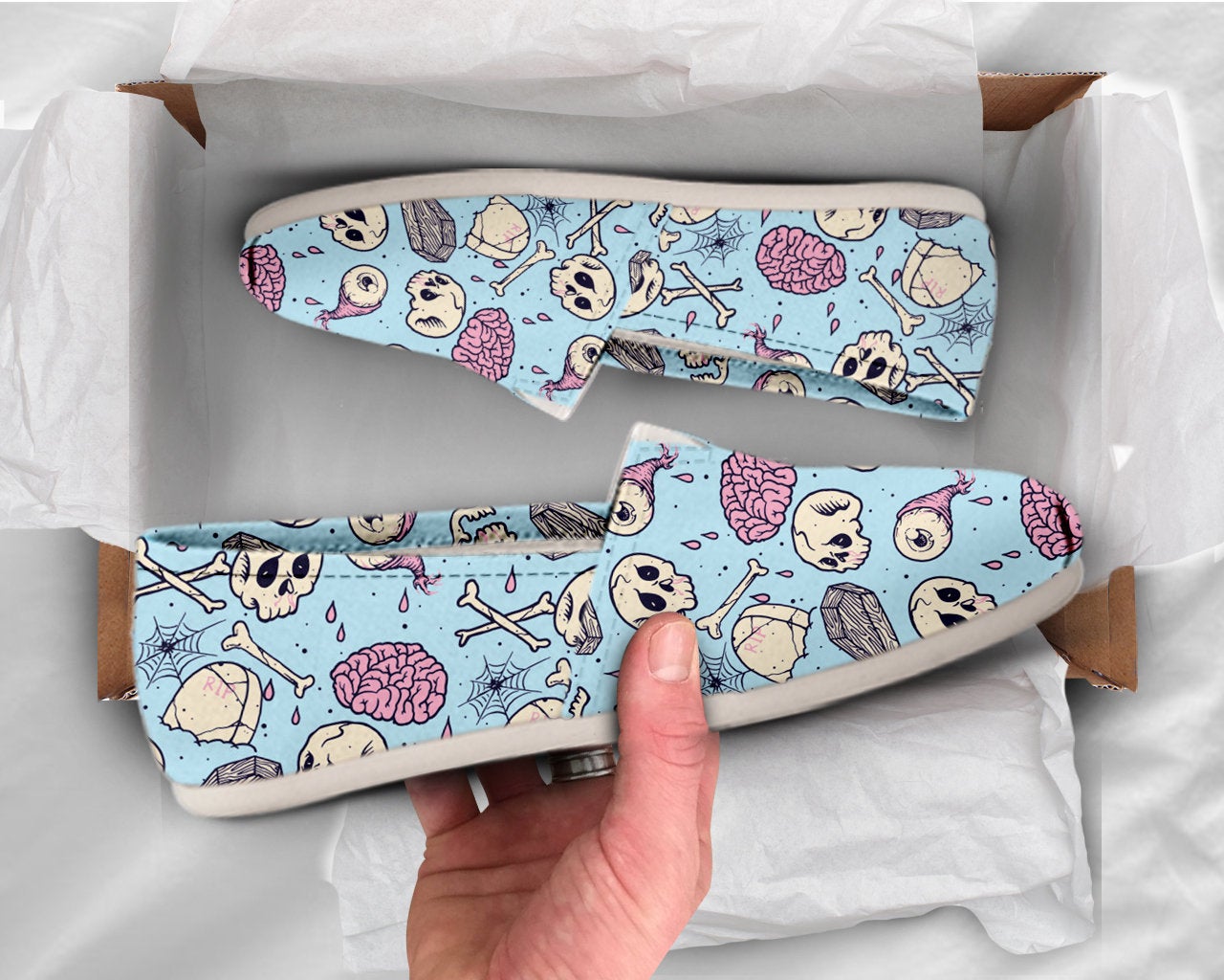 Kawaii Skull Shoes Bones Shoes Cute Shoes Canvas Womens Shoes Girls Slip Ons Casual Shoes Skull Gifts Skull Print