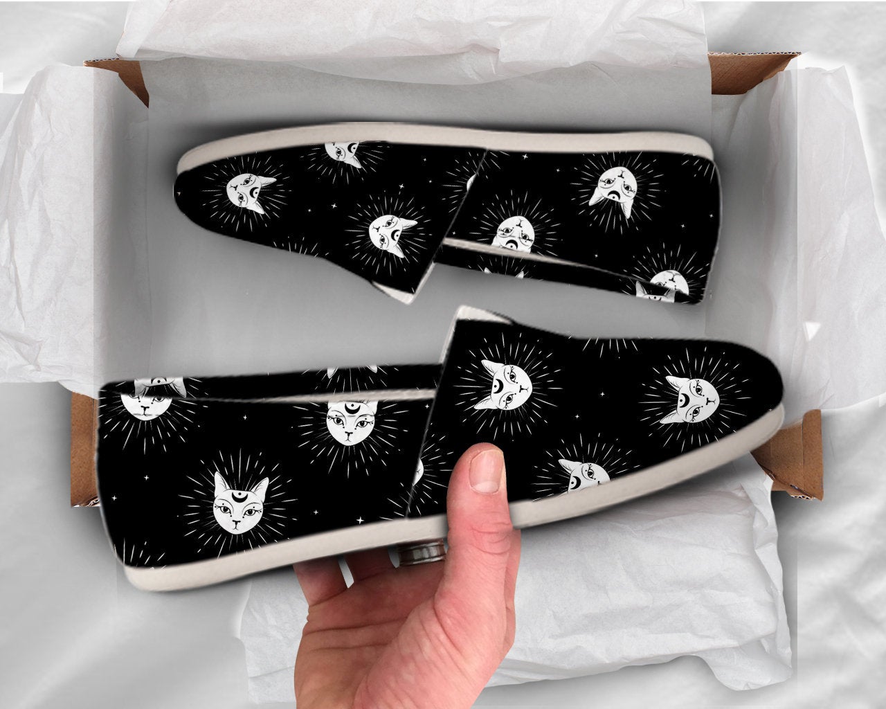 Moon Cat Shoes Casual Shoes Cute Shoes Canvas Women Shoes Girls Slip Ons Casual Shoes Cat Gifts Cat Lover Gifts