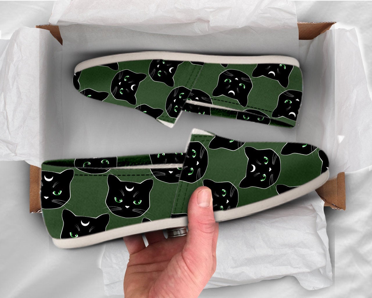 Moon Cat Shoes Cat Shoes Cute Shoes Women Canvas Shoes Womens Slip Ons Women Casual Shoes Cat Gift Idea