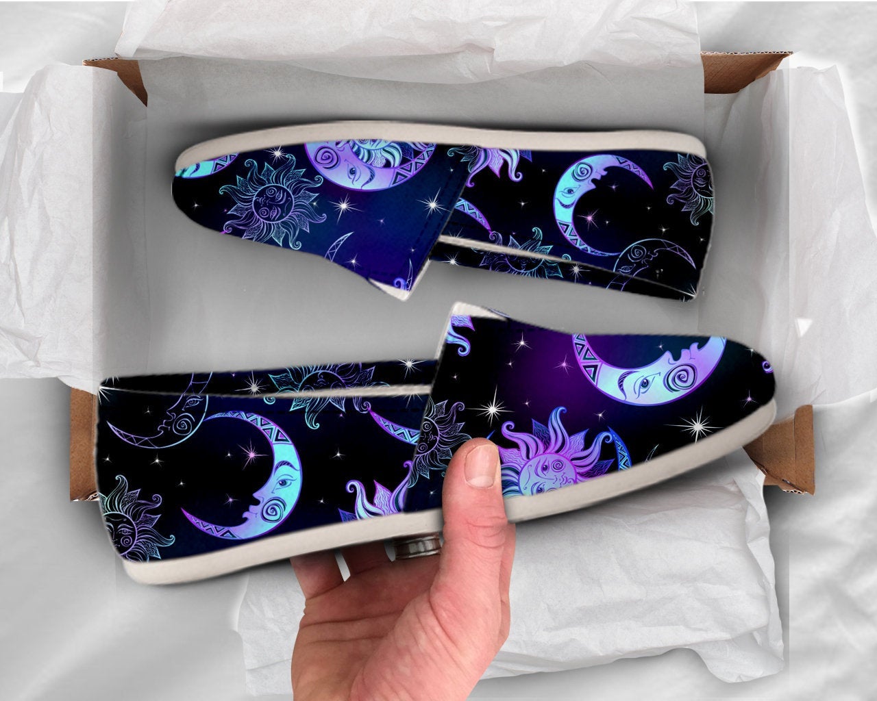 Moon Lover Shoes Womens Shoes Cute Shoes Canvas Women Shoes Womens Slip Ons Casual Shoes Moon Gifts Moon Print Occult Print