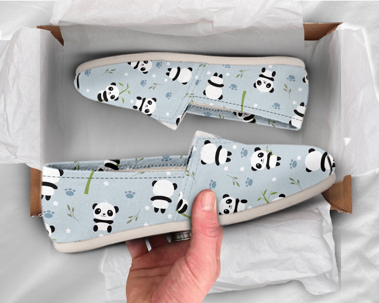 Panda Casual Shoes Panda Shoes Cute Shoes Canvas Women Shoes Womens Slip Ons Casual Shoes Panda Gifts Panda Lover Gifts