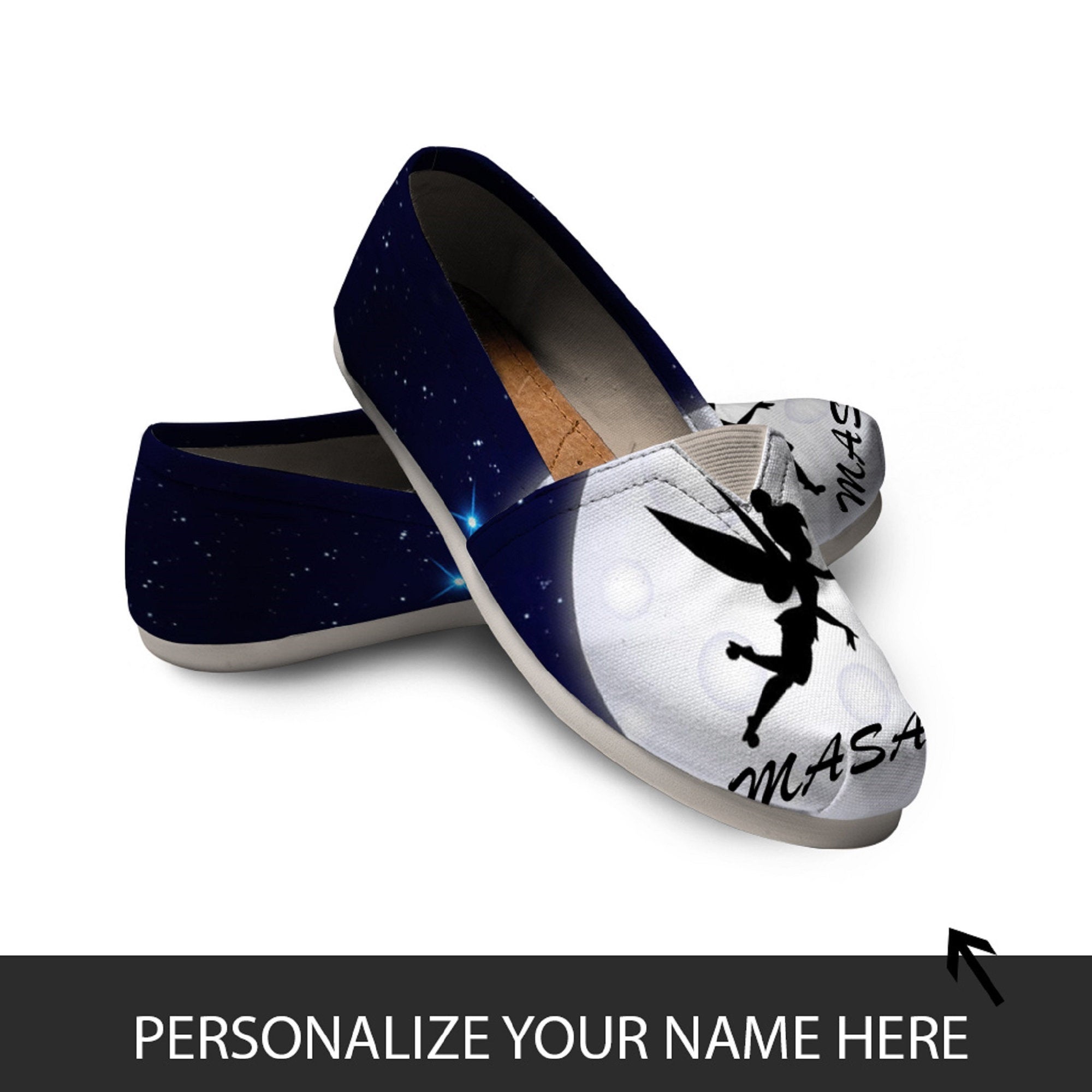 Personalized Peter Pan Shoes, Women Casual Shoes With Your Name, Your Name On the Shoe