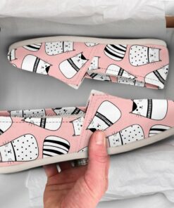 Pink Cat Shoes  Cat Shoes  Cute Shoes  Women Canvas Shoes  Womens Slip Ons  Casual Shoes  Cat Print  Cat Lover Gift