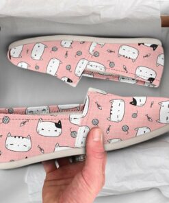Pink Cat Shoes  Womens Shoes  Cute Shoes  Canvas Women Shoes  Womens Slip Ons  Casual Shoes  Cat Lover Gifts  Cat Print Kawaii Shoe