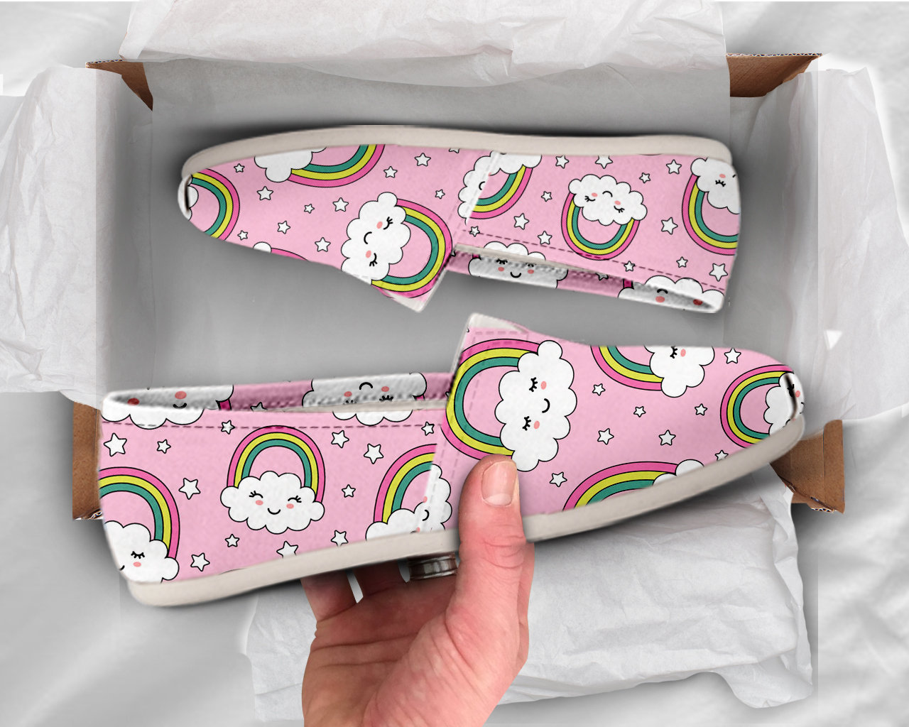 Pink Rainbow Shoes Womens Shoes Cute Shoes Canvas Women Shoes Womens Slip Ons Casual Shoes Rainbow Gifts Pink Shoes