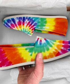Rainbow Shoes  Tie Dye Shoes  Abstract Spiral Rainbow Shoes  Canvas Women Shoes  Girls Slip Ons  Casual Shoes   Colorful Shoes