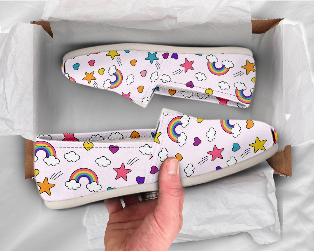Rainbow Womens Shoes Rainbow Shoes Cute Shoes Canvas Women Shoes Girls Slip Ons Casual Shoes Rainbow Gifts Rainbow Lover Gifts