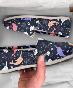 Space Narwhal Shoes  Womens Shoes  Cute Shoes  Canvas Women Shoes  Girls Slip Ons  Casual Shoes  Narwhal Gifts  Narwhal Pattern Print