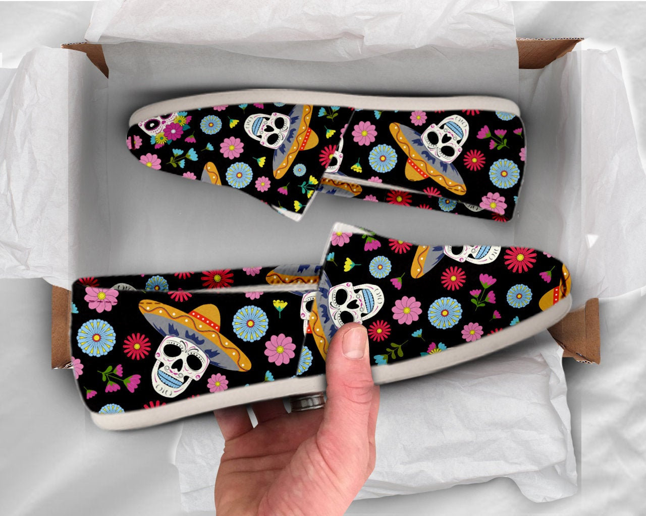 Sugar skull Shoes Womens Shoes Cute Shoes Canvas Women Shoes Womens Slip Ons Casual Shoes Sugarskull Gifts Sugarskull Print
