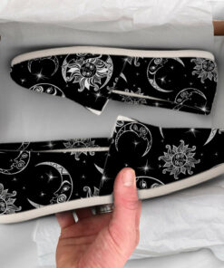 Sun and Moon Shoes  Womens Shoes  Cute Shoes  Canvas Women Shoes  Womens Slip Ons  Casual Shoes  Moon Gifts  Goth Print  Moon Cult