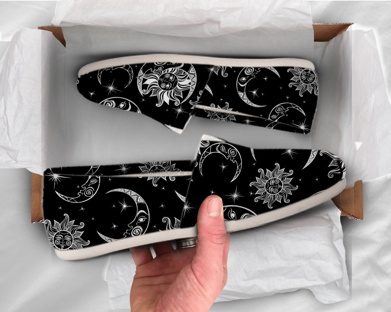 Sun and Moon Shoes Womens Shoes Cute Shoes Canvas Women Shoes Womens Slip Ons Casual Shoes Moon Gifts Goth Print Moon Cult