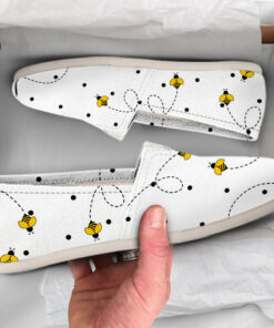 White Bee Womens Casual Shoes  Bee Shoes  Womens Shoes  Canvas Women Shoes  Girls Slip Ons  Casual Shoes  Bee Lover Gifts