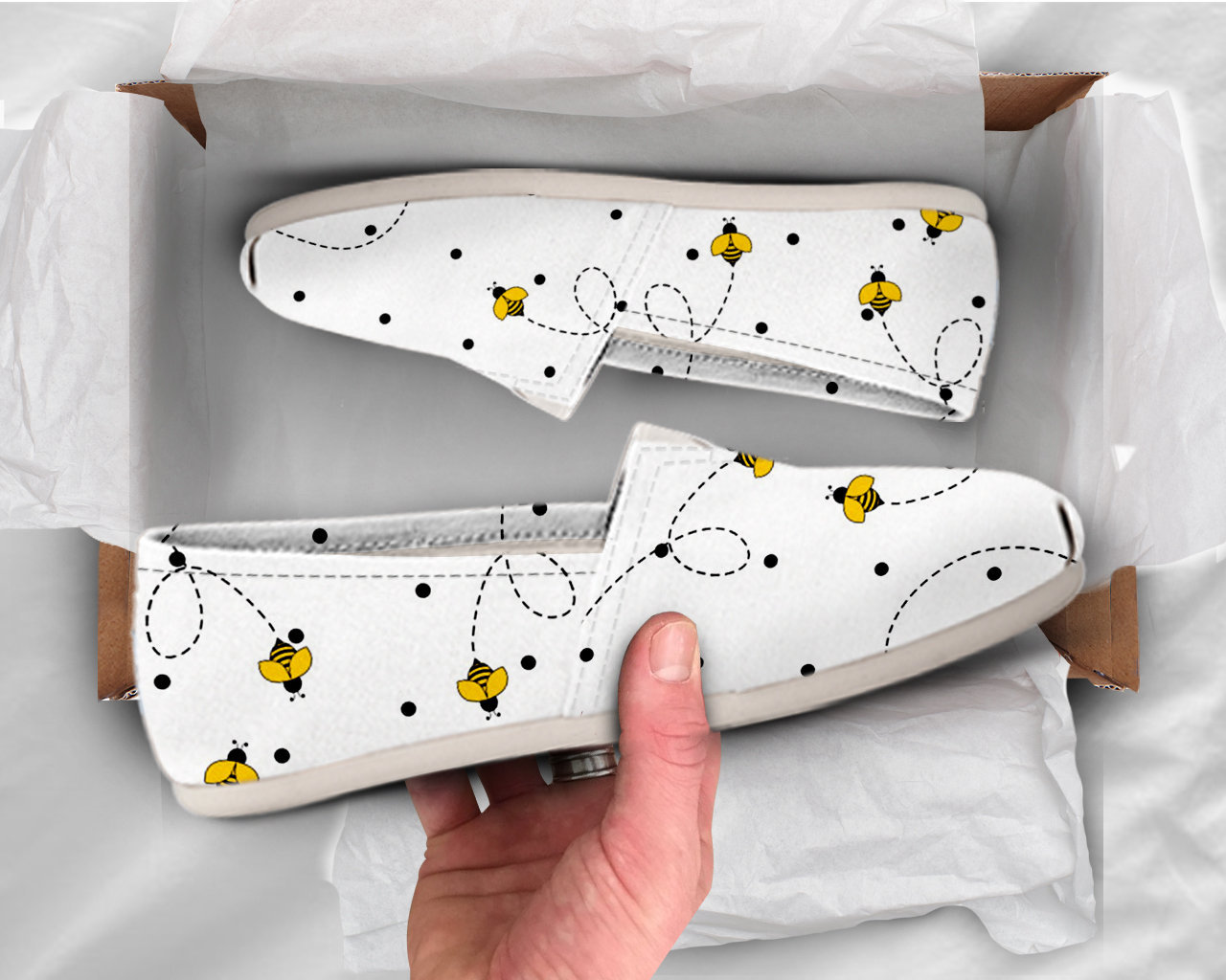 White Bee Womens Casual Shoes Bee Shoes Womens Shoes Canvas Women Shoes Girls Slip Ons Casual Shoes Bee Lover Gifts