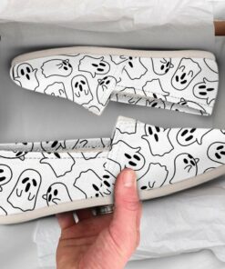White Ghost Shoes  Ghost Shoes  Cute Shoes  Canvas Women Shoes  Womens Slip Ons  Casual Shoes  Gamer Gifts  Ghost Lover Gifts