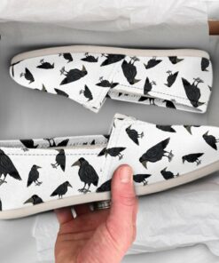 Womens Crow Shoes  Womens Shoes  Cute Shoes  Canvas Women Shoes  Girls Slip Ons  Casual Shoes  Crow Lover Gifts  Crow Printed Shoe