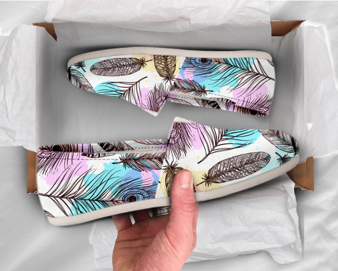 Womens Feather Shoes Feather Shoes Cute Shoes Canvas Women Shoes Girls Slip Ons Casual Shoes Feather Gifts Feather Print