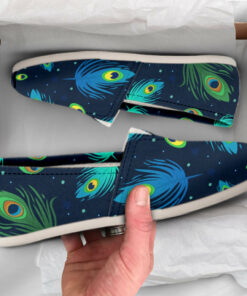 Womens Peacock Shoes  Peacock Shoes  Cute Shoes  Canvas Women Shoes  Girls Slip Ons  Casual Shoes  Peacock Gifts  Peacock Print