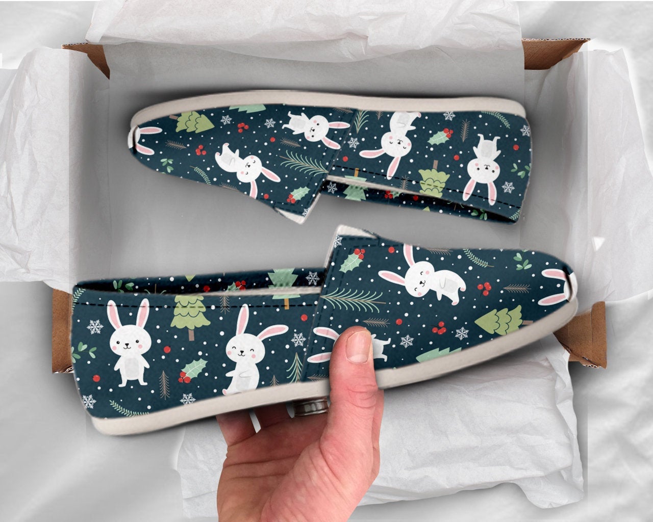 Womens Rabbit Shoes Bunny Shoes Cute Shoes Canvas Women Shoes Girls Slip Ons Casual Shoes Rabbit Lover Gifts Rabbit owner Gift