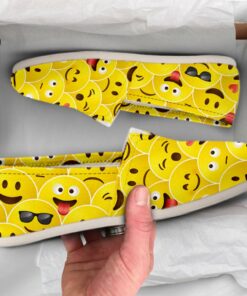 Yellow Emoji Shoes  Funny Womens Shoes  Girls Shoes  Canvas Women Shoes  Girls Slip Ons  Casual Shoes  Emoji Gifts  Emoji Print