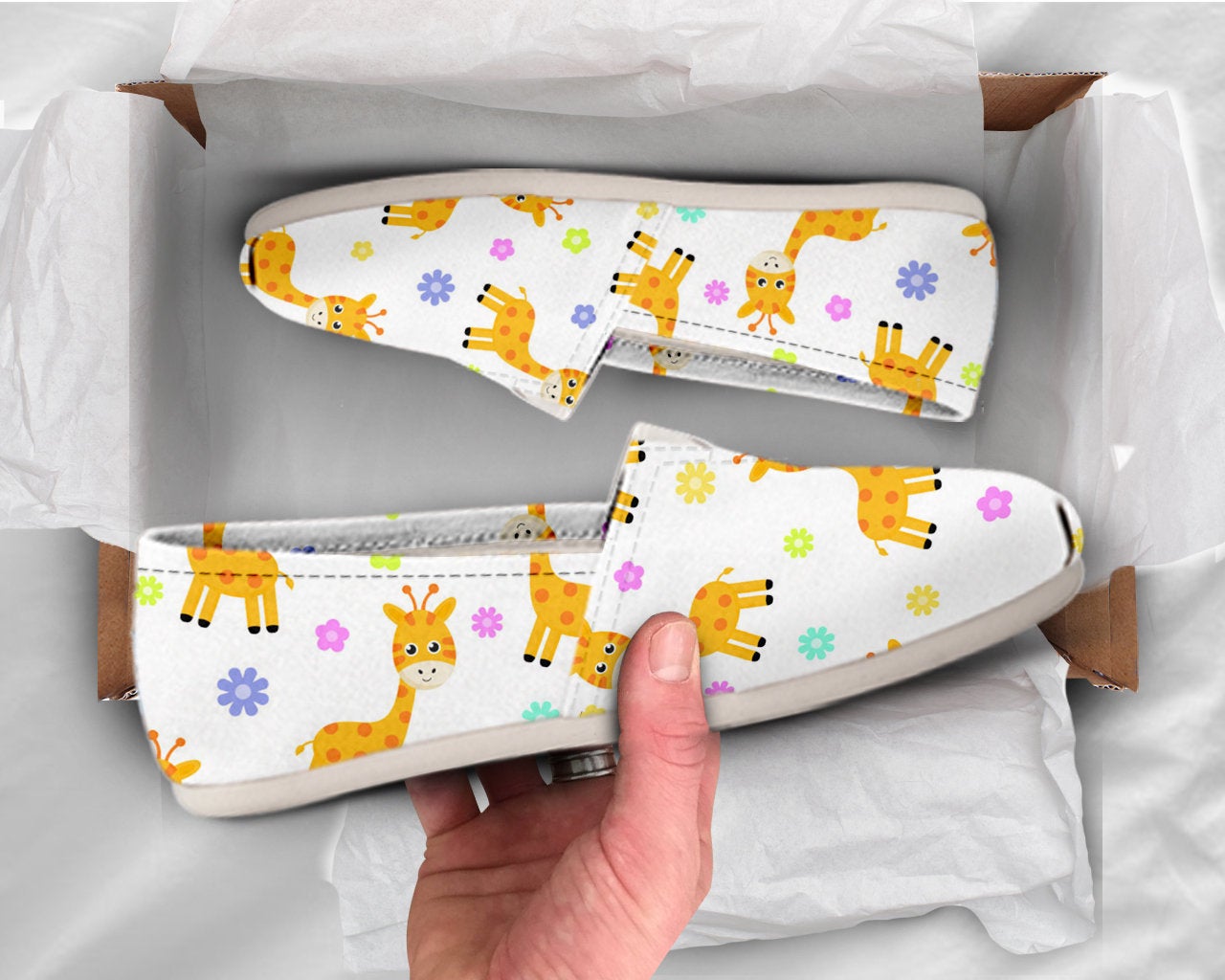 Yellow Giraffe Shoes Womens Shoes Cute Shoes Canvas Women Shoes Girls Slip Ons Casual Shoes Giraffe Gifts Giraffe Print
